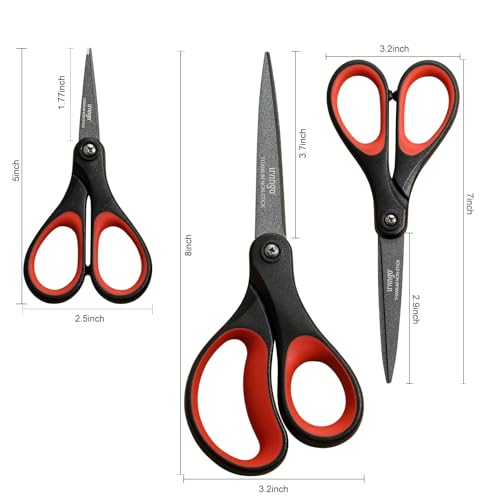 Titanium Heavy Duty Scissors Set - 3 Pack for Office, Sewing & Crafting