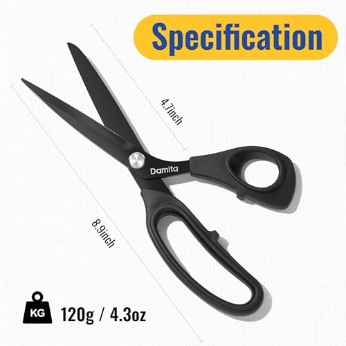 Sharp Fabric Scissors for Sewing, Heavy Duty Cutting, TPR Grip Handles - 2 Pack