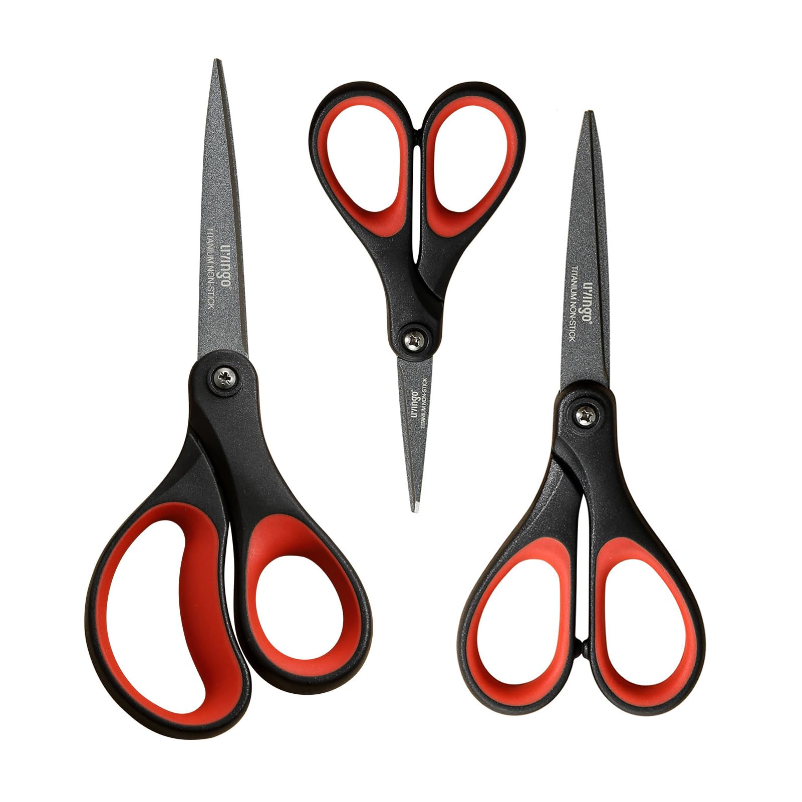 Titanium Heavy Duty Scissors Set - 3 Pack for Office, Sewing & Crafting