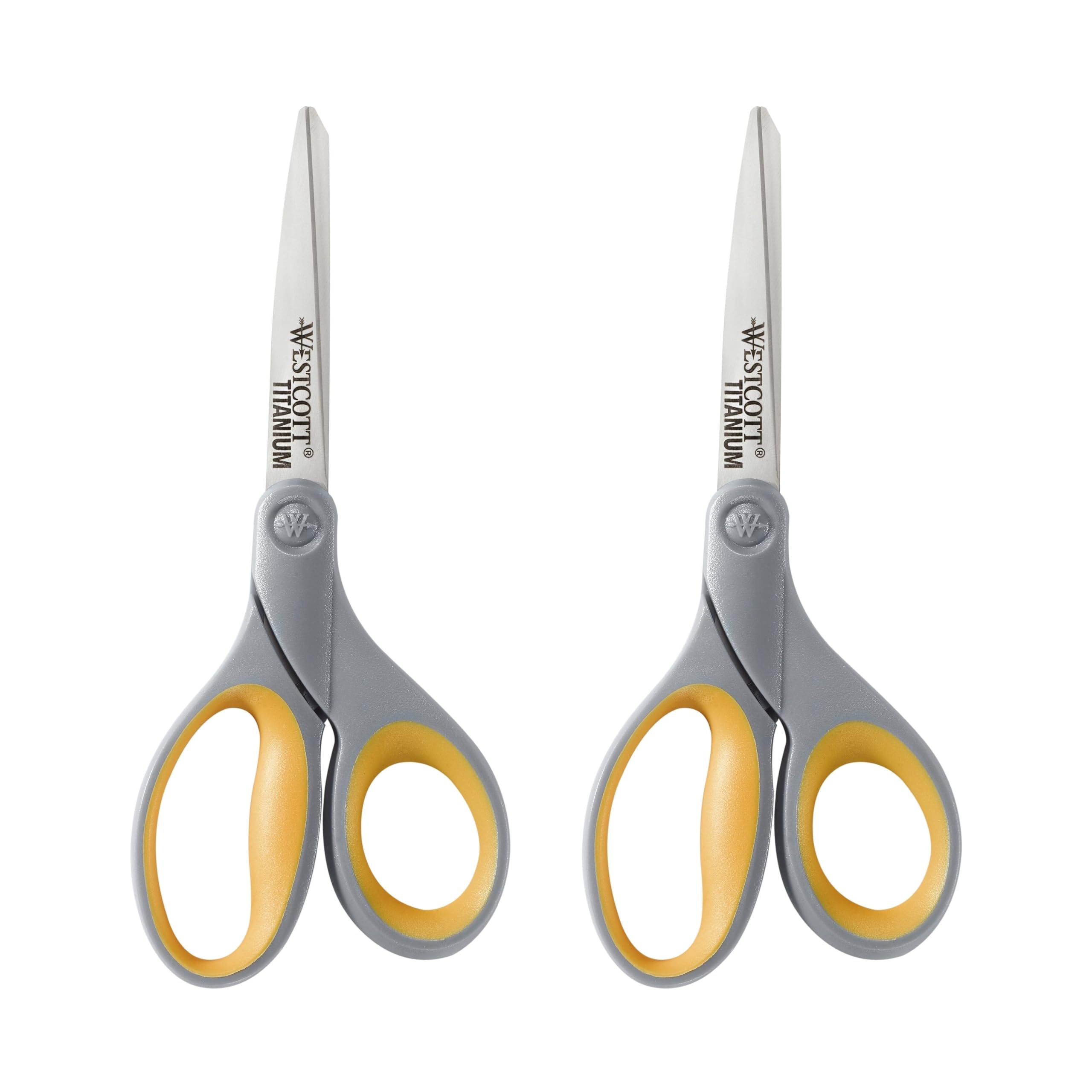 Titanium Scissors, Yellow/Gray, 2 Pack for Office & Home