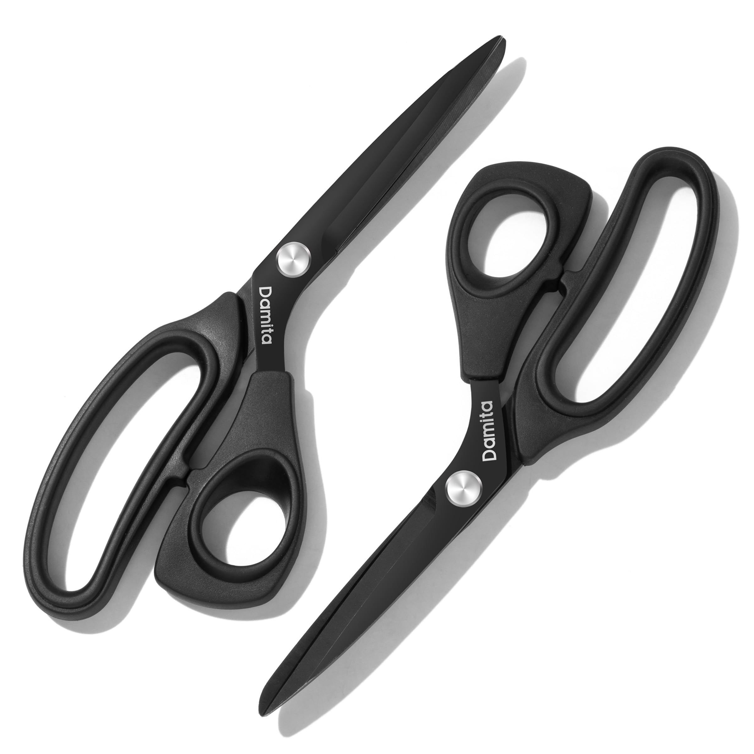 Sharp Fabric Scissors for Sewing, Heavy Duty Cutting, TPR Grip Handles - 2 Pack