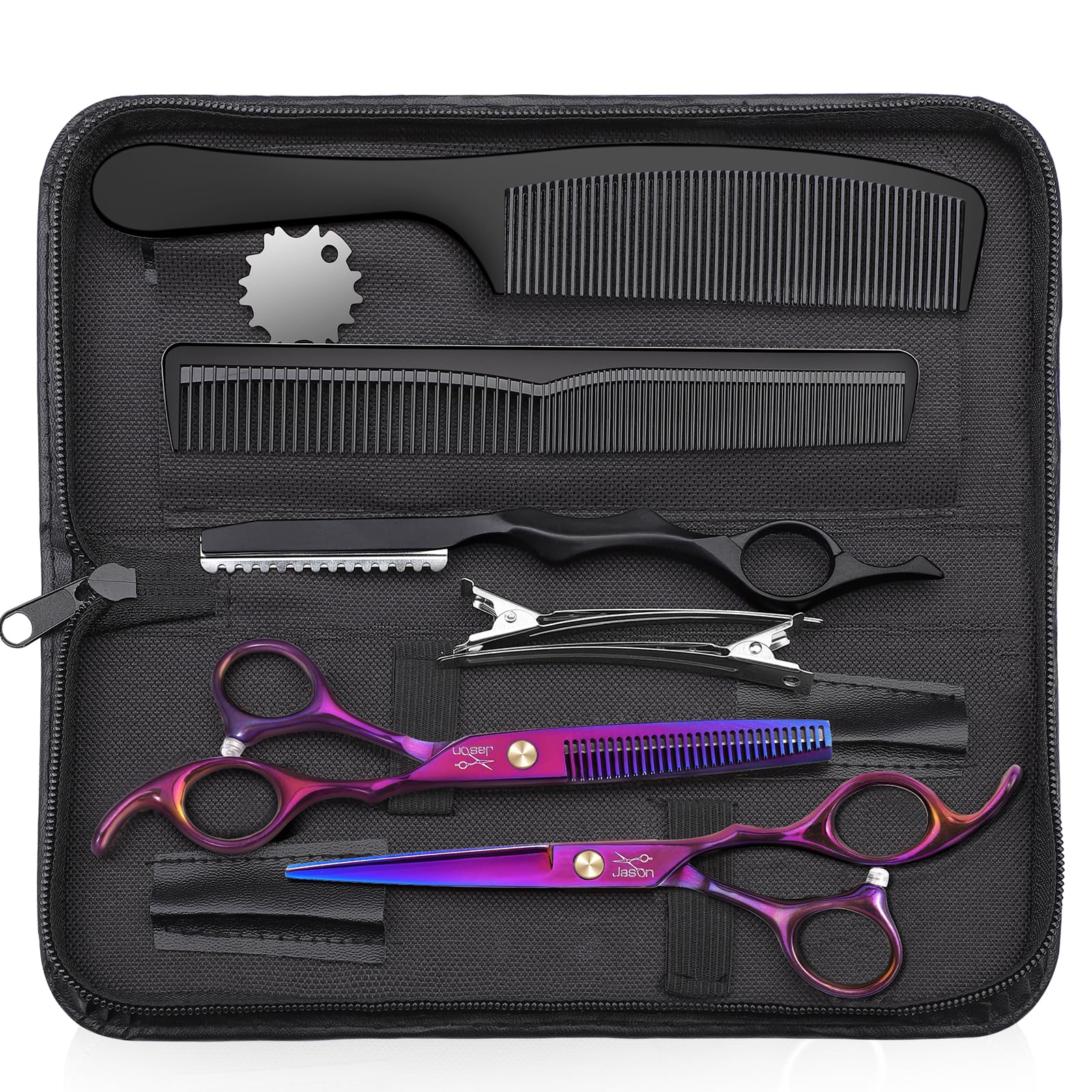 Professional Hair Cutting Set - 10 PCS Scissors & Thinning Shears